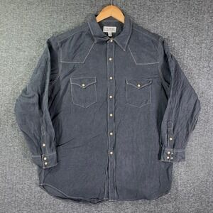 Ryan Michael Pearl Snap Shirt Men Extra Large Gray Western Cowboy Silk Linen